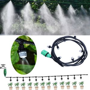 Sprayers 1 Sets Fog Nozzles Irrigation System Portable Misting Automatic Watering 10m Garden Hose Spray Head With 47mm Tee And Connector 230616