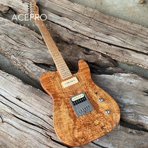 Acepro Natural Color E-Gitarrenbraten Ahornhals 2-teiliger Mahagoni-Körper Spaltle Maple Top Abalone Punkte inlay kostenlos Versand