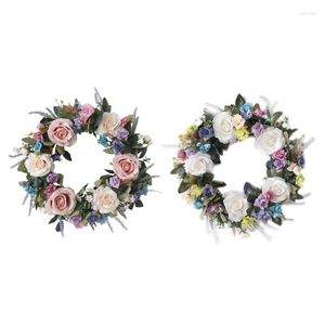 Decorative Flowers Y1QB Spring Season Rose Wreath Artifact Silk Flower Garland Pendant Art Crafts Supplies For Festival Holiday Year