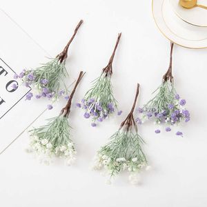 Dried Flowers 12PCS Fake Plants Plastic Gypsophila New Year's Eve Christmas Decorations Vases for Home Garden Grass Wedding Artificial