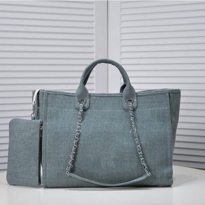 2023 Designer Beach Bag Luxury Denim Shopping Bag stora kapacitet Resor Mamma väska Kvinnor Totes modekedja axelväska handväska högkvalitativ designare