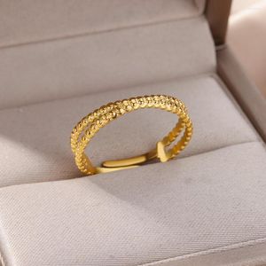 Klusterringar vintage pärla kors för kvinnor flickor öppna justerbara guldfärg ring par bröllop estetiska smycken gåvor anillos mujer