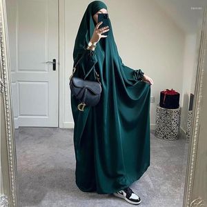 エスニック服ジルバブワンピースアバヤイスラム教徒の女性祈り衣服ヒジャーブドレスアラビアローブオーバーヘッドkaftan khimar eidラマダンイスラム教