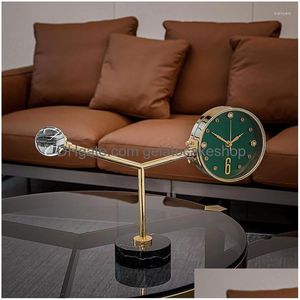 Relógios de Mesa Relógios Nórdicos Luxo Desktop Decoração de Natal Estatuetas Sala de Estar Reloj Escritorio Drop Delivery Home Garden Dhw92