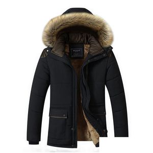 Męskie Parkas Bontkraag Capuchon Men Winter Jas Fashion Warm Wool Liner Man and Winddicht Mężczyzna Parka Casaco M 5xl Drop dostarczenie DH2H6