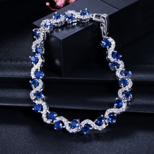 Trendy błyszczące kryształowa bransoletka tenisowa czerwona bransoletka Kolorowa cyrkon Diamonds Tennis Bracelets Cuban Link Chain Boletka Para biżuteria Prezent biżuterii