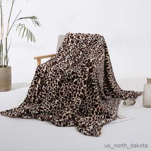 Filt trendig leopard tryckt kast filt mjukt sängäcke filt för sängar soffa soffa tjock r230617