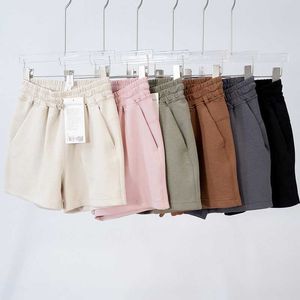 Yoga Bear LULU Pantaloni da donna Softstreme a vita alta Estate traspirante Fitness Elastico da jogging Pantaloncini sportivi tascabili anti runout Donna