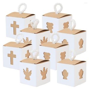 Confezione regalo 50pcs Cuore Kraft Paper Candy Box Piazza Bomboniera Imballaggio Scatole di cioccolatini con corda Festive Party Wrapping Supplies