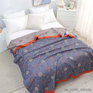 Filt dubbelsidig bomullsfilt sommarbäddsuppdrag för soffa med dubbelsäng soffa blommor 200*230 högkvalitativ R230617