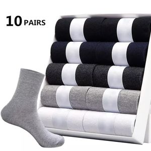 Sports Socks 10pairs Mens Polyester Cotton Middle Tube Summer Thin Solid Color Breathable Business Men Drop 230617