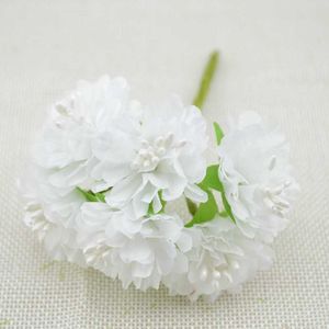 Flores secas 6 pçs buquê de carimbo de seda artificial para casa jardim casamento carro corsage decoração artesanato plantas guirlanda de natal