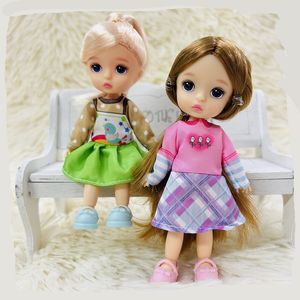 Dolls Bjd 14CM 13 Movable Joints Painted Print Blue Eyes and Clothes Suit Doll Toy Gift for Kids 230616