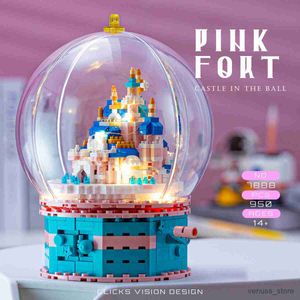 Blocks 950pcs Crystal Ball Building Blocks Architecture Rotate Castle Palace LED Light Mini Diamond TOY for Children Gift R230617