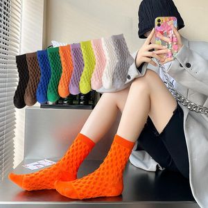 Sportsocken Candy Color Mid-Calf Lässige Baumwolle Atmungsaktives Paar Ins Modische Street Po Bubble Kompression