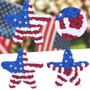 Dekorativa blommor hem söt krans idyllisk 4 juli patriotisk amerana handgjorda minnesdag stora bågar för kransar
