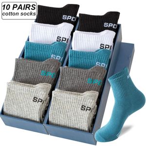 Sports Socks 10Pairs Men Organic Cotton Breathable Black Casual Athletic Spring Summer for Male Plus Size EUR3845 230617