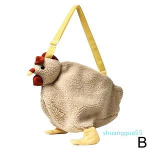 Borse da viaggio firmate Borsa da 1 pezzo Borsa a tracolla in peluche di lana di agnello Simpatico cartone animato Pollo Spalla Cartella da viaggio da lavoro per le donne Casual