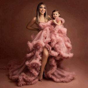 Pajamas الأم وابنته Peach Pink Puffy Dresses Pretty Sweetheart Ruffles Tiered Prom Party Donts Mom Kids P ography Droth 230616