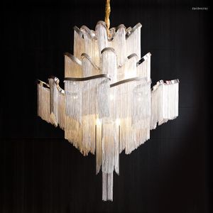 Pendant Lamps LED Post-modern Tassel Chandelier Duplex Building Loft Apartment Italian Villa Living Room Staircase Light Luxury