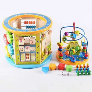 Brinquedo infantil 8 em 1 para crianças, cubo de madeira para educação infantil, brinquedos coloridos cognitivos para crianças desenvolverem presente
