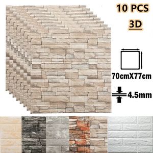 Adesivi murali 10Pcs Pannelli autoadesivi 3D Schiuma Decorazioni per la casa di lusso Carta da parati fai da te Soggiorno Bagno Sfondo Adesivo in marmo 230616