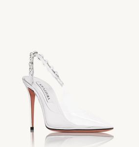 Original Box Summer 23s Aquazzus Love Link Sandals Shoes Crystal-Embelled Lady Pointed Toe Slingback Pumps Party Wedding Dress Gladiator Sandalias EU35-43