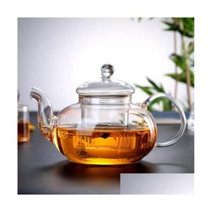 Teapots High Quality Heat Resistant Glass Flower Tea Pot Practical Bottle Teacup Teapot With Infuser Leaf Herbal Coffee Drop Deliver Dhogw