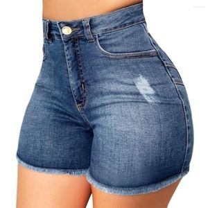 Kvinnors jeans mode bekväma kvinnor byxor varumärke trasiga denimshorts rippade hög midja byxa smala pantaloner