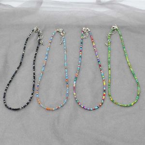 Beaded Necklaces Simple Seed Beads Strand Choker Necklace Women String Collar Charm Colorful Handmade Bohemia Collier Femme Jewelry Gift 230613