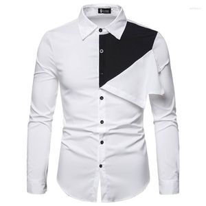 Camisas casuais masculinas XS-6XL 2023 Roupas masculinas femininas Personalidade Alfaiataria Colorblock Top Camisa de manga comprida Amantes Trajes tamanho grande