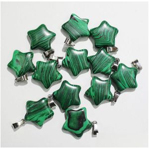 Charms Hela 24st Mixed Color Natural Stone Malachite Pentagram Charm Star Pendant For Jewelry Making Necklace Earring Acce Dhgarden Dhawl