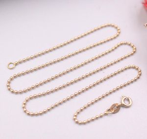 Kedjor Real 18K Rose Gold Chain för kvinnor Kvinna 1,4 mm Slät pärllänk Halsband 40 cm Längd AU750