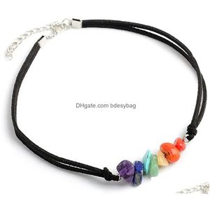 Chokers 12pcs 7 Chakra Stone Joga Choker Naszyjnik Energia Uzdrawianie Kryształ ręcznie robiony biżuter