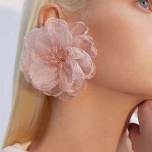 Studörhängen Lifefontier Oversize White Black Pink Lace Flower Wedding Bride Earring for Women Elegant Floral Charm Big Jewelry