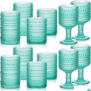 Copas de vino Vintage Beber Hobnail Cóctel Cristalería en relieve Copas de vidrio Romántico Bebida helada Tumbler Drop Delivery Home Garde Dhlcs