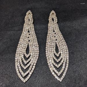 Brincos pendentes de strass cristal vintage gota longa para mulheres joias de festa