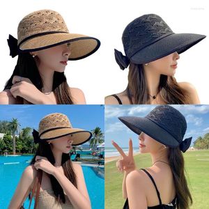 Hüte mit breiter Krempe, Damen-Eimerhut, verstaubar, für den Sommer, aus Stroh für Reisen