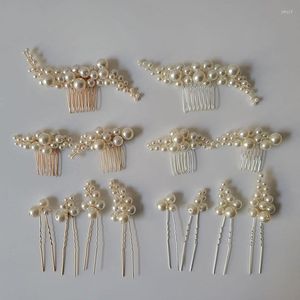 SLBRIDAL Haarspangen, handgefertigt, trendig, kabelgebunden, künstliche Perlen, Brautkamm, Stifte, Aufkleber, Set, Hochzeitsaccessoires, Damenschmuck