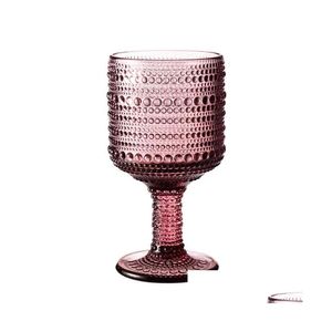 Wine Glasses Retro Cups Amber Relief Diamond Drinking Fruit Juice Wedding Party Champagne Cup Glass Drop Delivery Home Garden Kitche Dhx5X