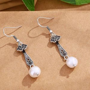 Dangle Earrings In Auspicious Clouds 925 Silver Pearl Earings For Women Original Design Retro Simple National Style Eardrop Charm Jewelry