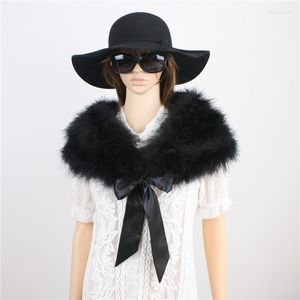 Scarves White Women Wedding Fur Shawl Cape Black Real Ostrich Feather Female Scarf Collar Blue Pink S60