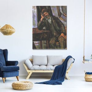 Figura Canvas Art Uomo che fuma la pipa Paul Cezanne Famoso dipinto fatto a mano moderna opera d'arte su tela per l'arredamento dell'hotel ristorante