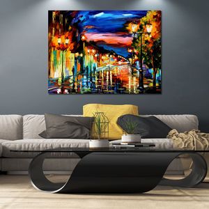 Vibrant Oil Painting Street Landscape The Road of Memories Handmade Canvas Art Contemporary Loft Decor