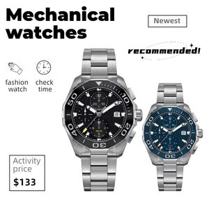 men automatic mechanical watches classic style 43mm full stainless steel strap top quality wristwatches sapphire super luminous
