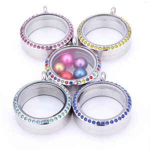 Anhänger Halsketten 1 stück 30mm Edelstahl Trendy Runde Glas Speicher Floating Relicario Medaillon Medaillon Für Schmuck Machen Zubehör