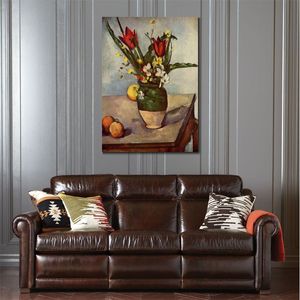 Famoso Still Life Canvas Wall Art Still Life Tulipani e mele Paul Cezanne Dipinto Bellissimo arredamento per la sala da pranzo