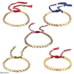 Braccialetti con ciondoli fatti a mano buddista tibetano a portata di mano perline di rame intrecciate braccialetti con corda fortunata per donne uomini regali Dropshiping