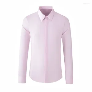 Camisas casuais masculinas MINGLU cor sólida simples clássicas masculinas de alta qualidade manga longa negócios botões cobertos vestido de festa masculino