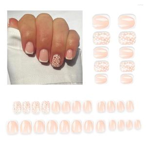 Fałszywe paznokcie 24pcs Faux Fashion Women Girls Girls French Style Fałszywe manicure